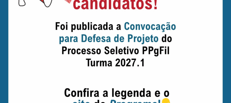 PPgFil publica a convocação para a defesa de projeto